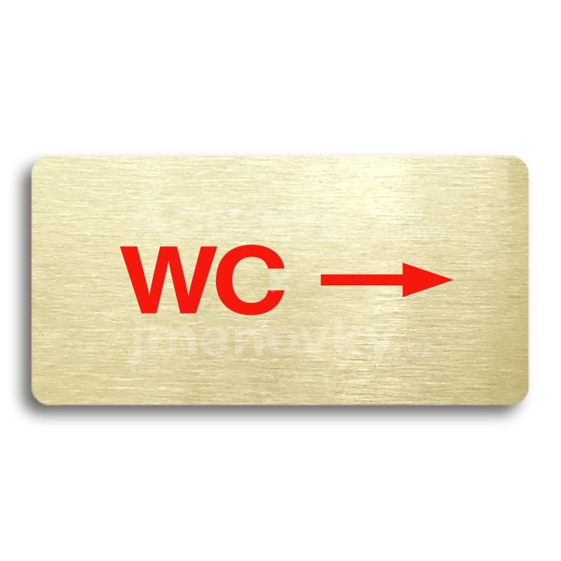 Piktogram "WC VPRAVO" - zlatá tabulka - barevný tisk bez rámečku