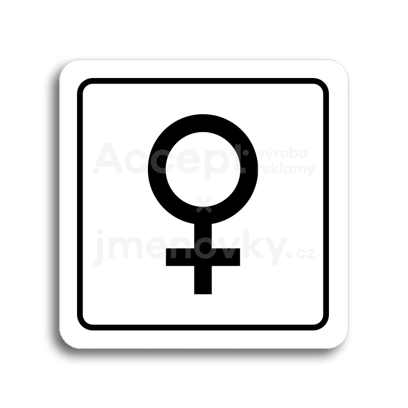ACCEPT Piktogram WC ženy IV - bílá tabulka - černý tisk