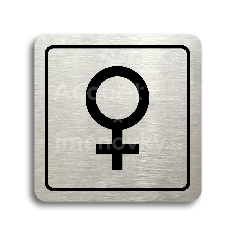 ACCEPT Piktogram WC ženy IV - stříbrná tabulka - černý tisk