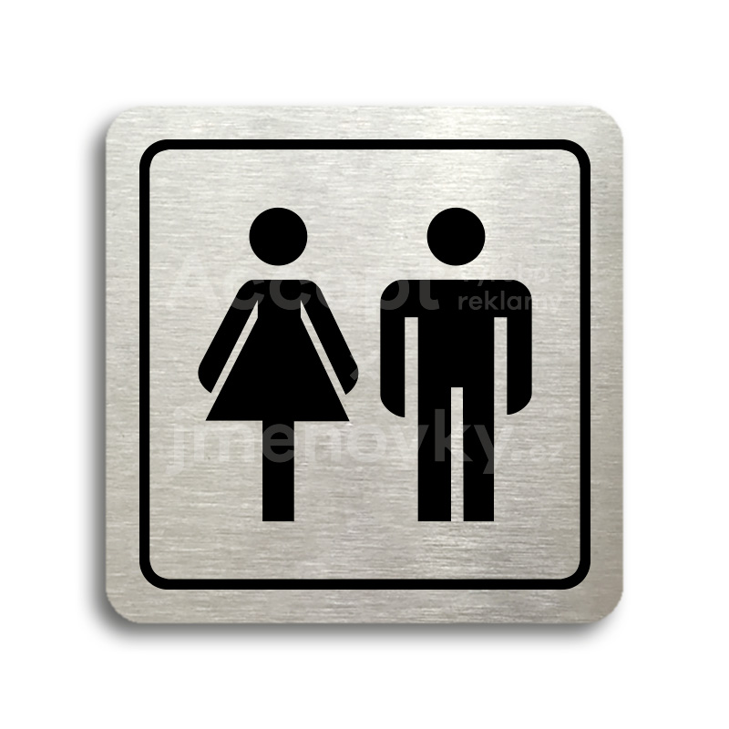 Piktogram "WC ženy, WC muži" - stříbrná tabulka - černý tisk
