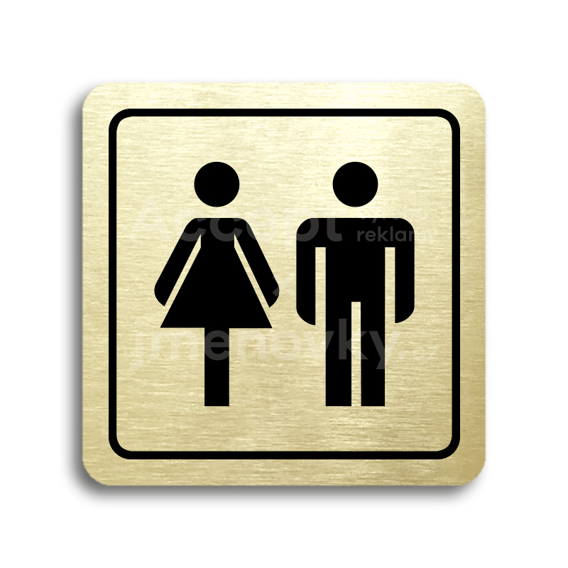 Piktogram "WC ženy, WC muži" - zlatá tabulka - černý tisk
