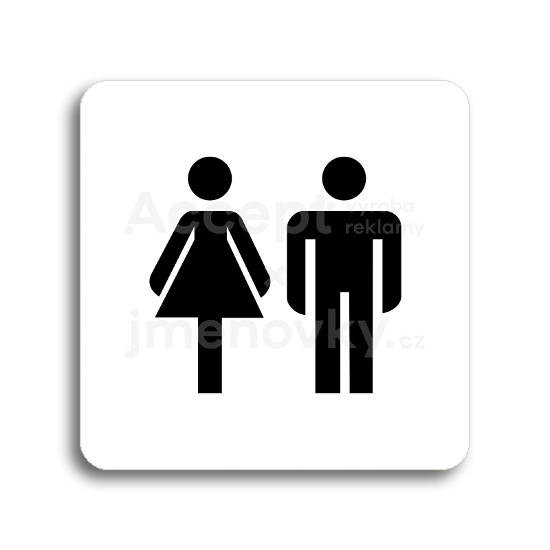 Piktogram "WC ženy, muži" - bílá tabulka - černý tisk bez rámečku