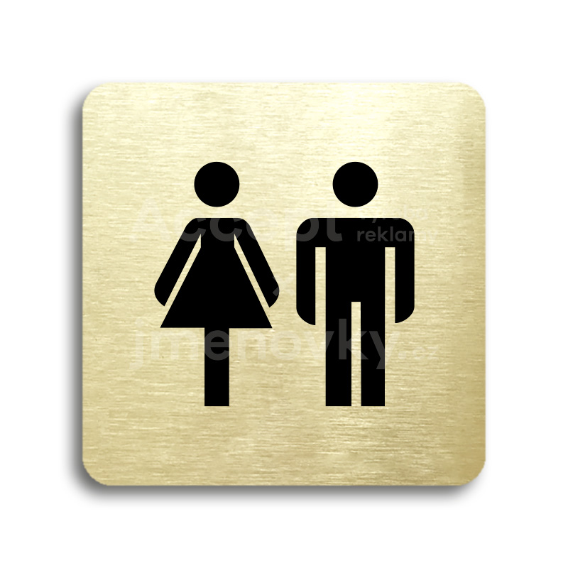 Piktogram "WC ženy, muži" - zlatá tabulka - černý tisk bez rámečku