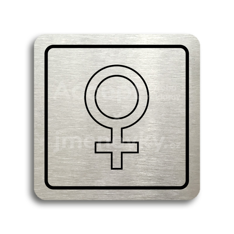 ACCEPT Piktogram WC ženy V - stříbrná tabulka - černý tisk