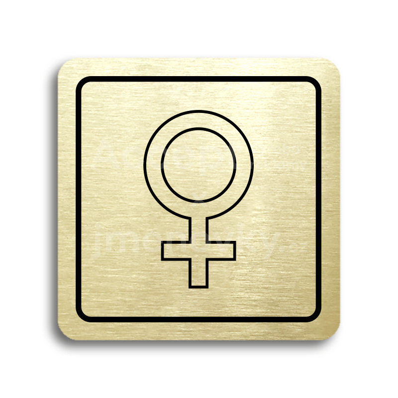 ACCEPT Piktogram WC ženy V - zlatá tabulka - černý tisk