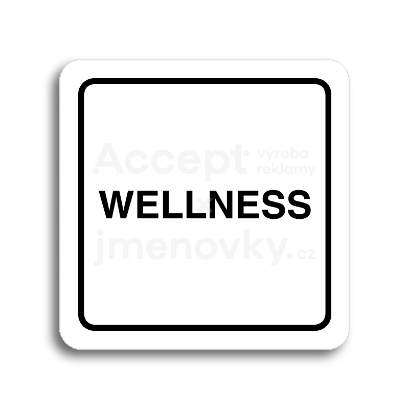 Piktogram "wellness" - bílá tabulka - černý tisk