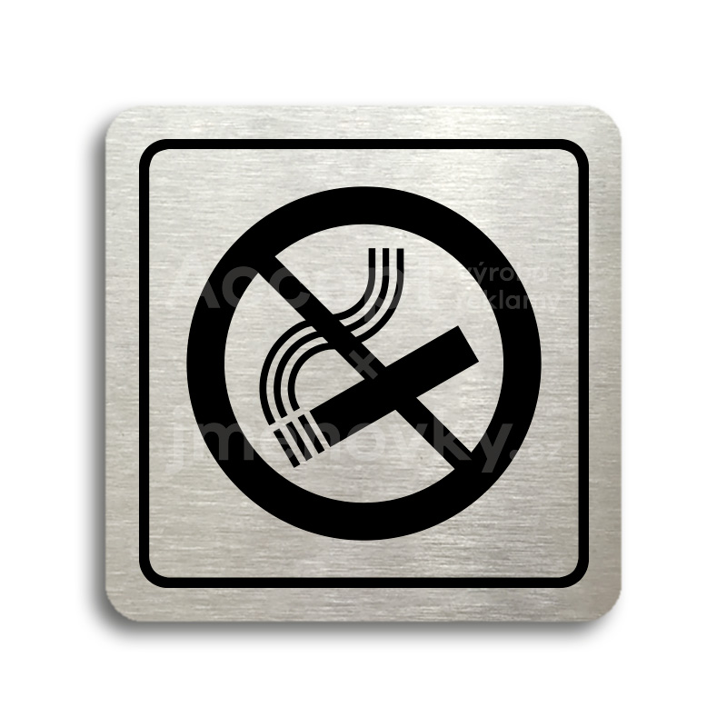 Piktogram "zákaz kouření" - stříbrná tabulka - černý tisk