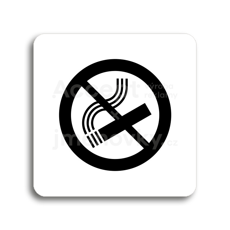Piktogram "zákaz kouření" - bílá tabulka - černý tisk bez rámečku