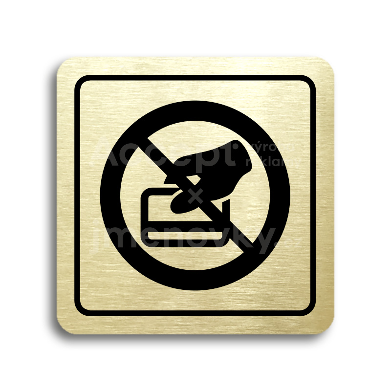 Piktogram "zákaz placení kartou" - zlatá tabulka - černý tisk