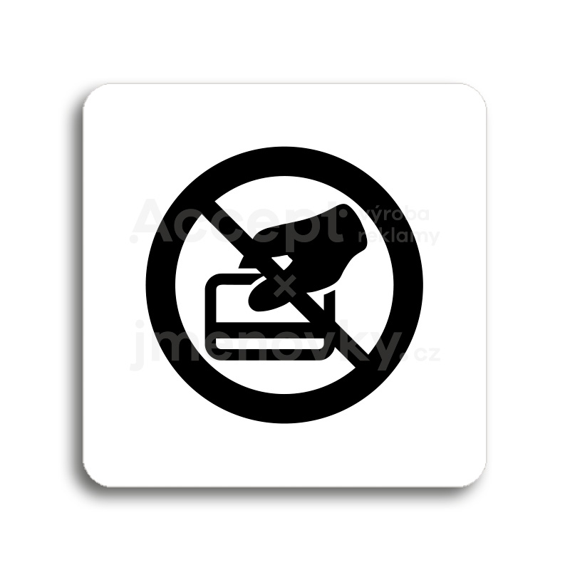 Piktogram "zákaz placení kartou" - bílá tabulka - černý tisk bez rámečku