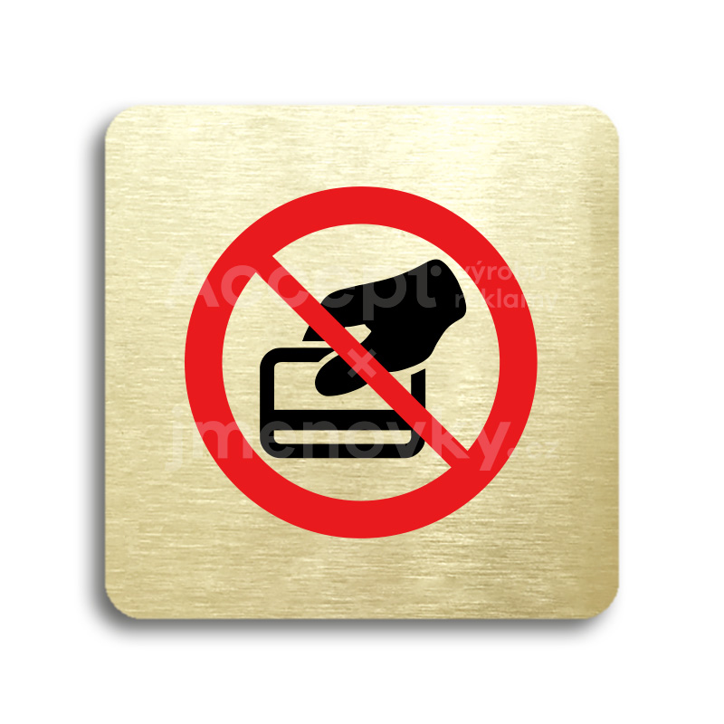 Piktogram "zákaz placení kartou" - zlatá tabulka - barevný tisk bez rámečku