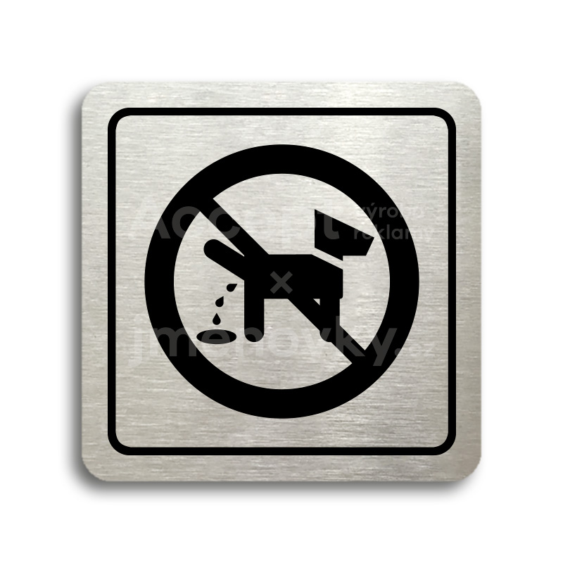 Piktogram "zákaz venčení zvířat" - stříbrná tabulka - černý tisk