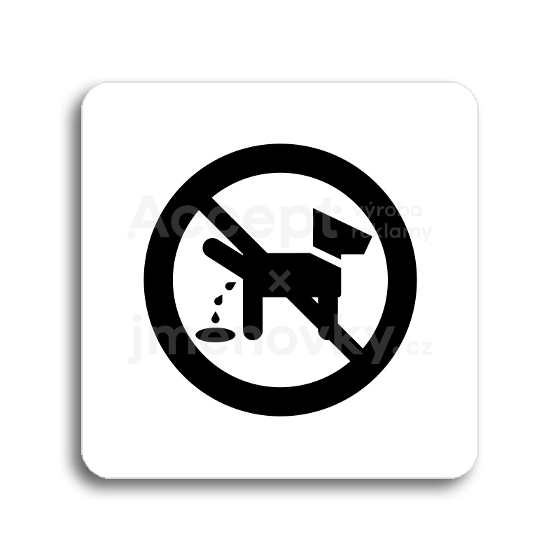 Piktogram "zákaz venčení zvířat" - bílá tabulka - černý tisk bez rámečku
