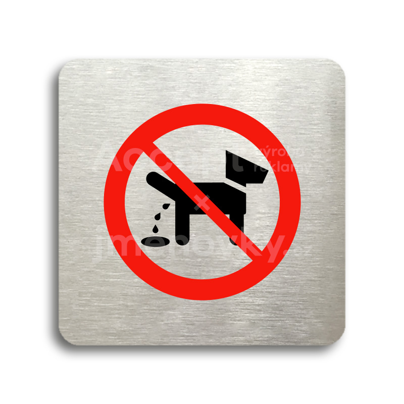 Piktogram "zákaz venčení zvířat" - stříbrná tabulka - barevný tisk bez rámečku