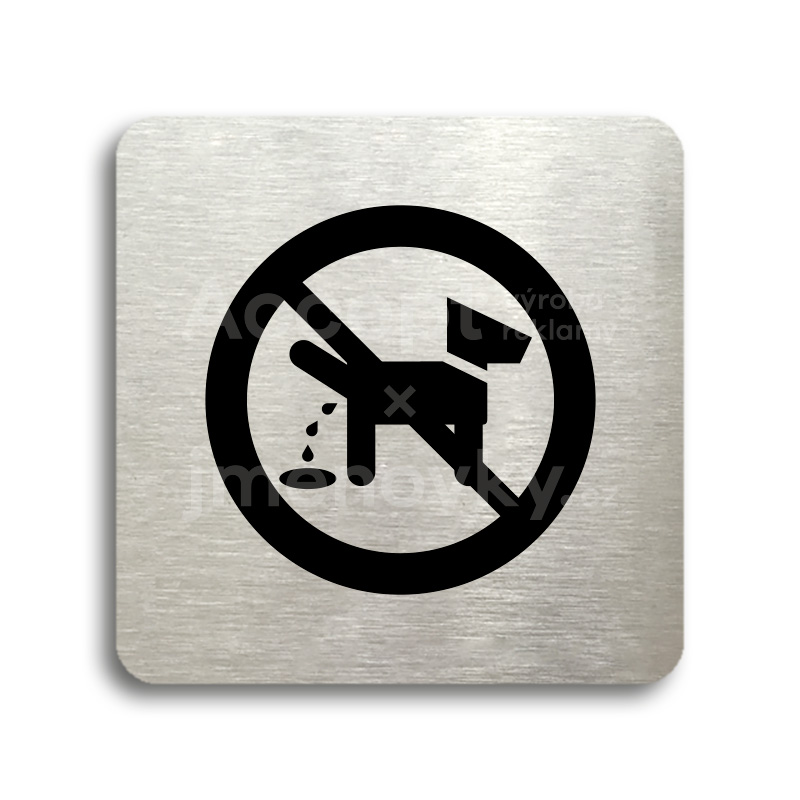 Piktogram "zákaz venčení zvířat" - stříbrná tabulka - černý tisk bez rámečku