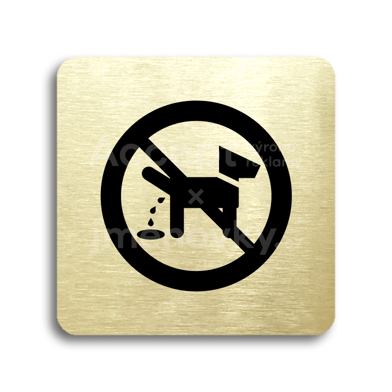 Piktogram "zákaz venčení zvířat" - zlatá tabulka - černý tisk bez rámečku
