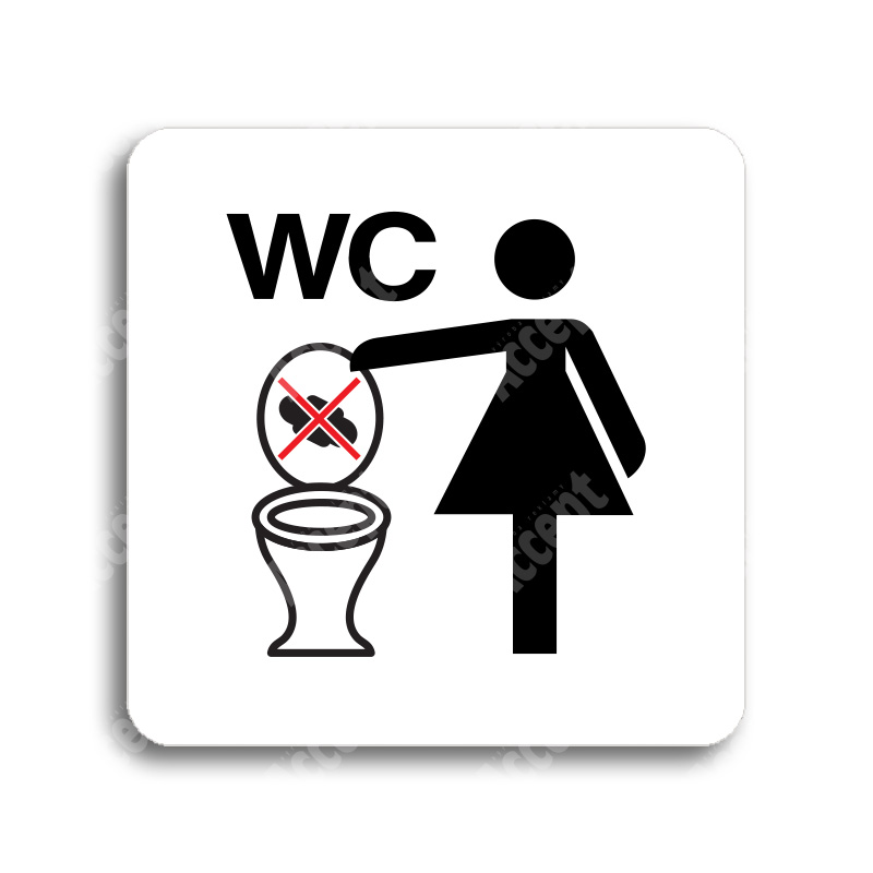 Piktogram "zákaz vhazování předmětů do WC" - bílá tabulka - barevný tisk bez rámečku