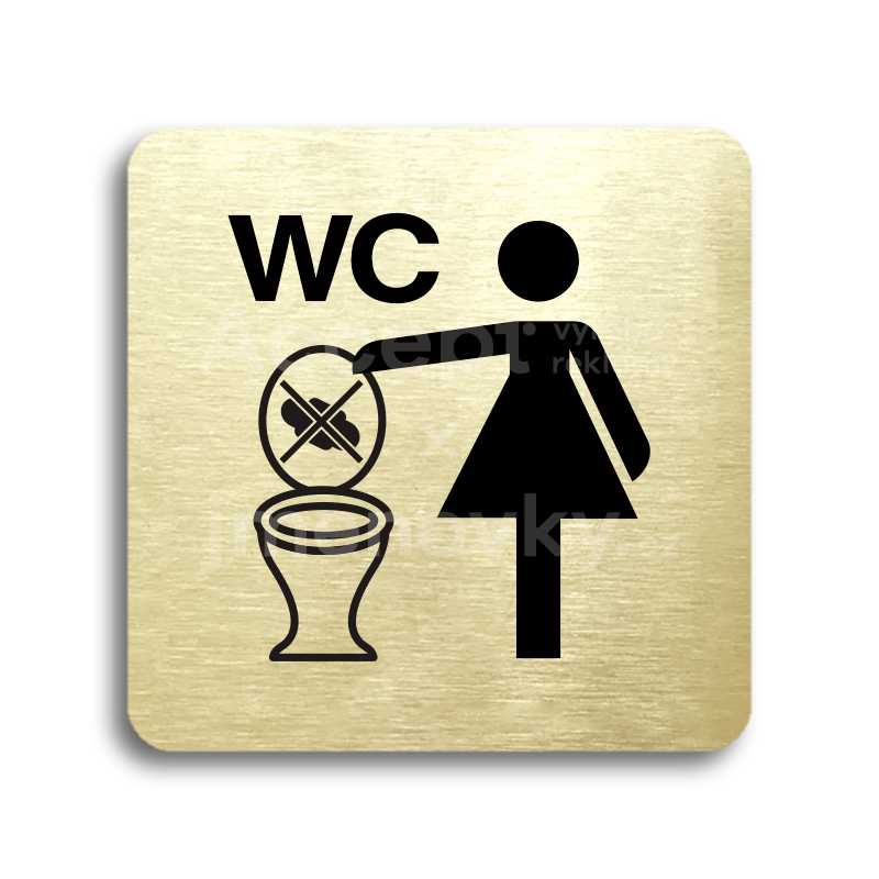 Piktogram "zákaz vhazování předmětů do WC" - zlatá tabulka - černý tisk bez rámečku