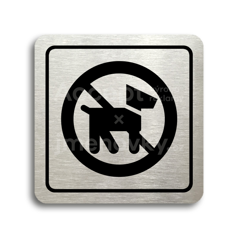 Piktogram "zákaz vstupu se psem II" - stříbrná tabulka - černý tisk
