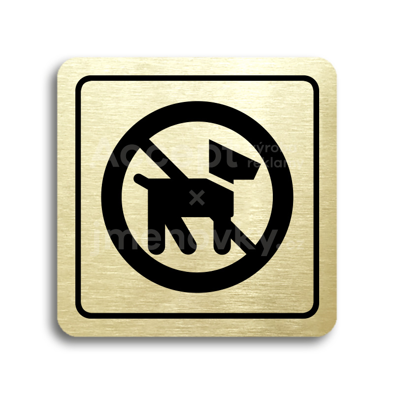 Piktogram "zákaz vstupu se psem II" - zlatá tabulka - černý tisk