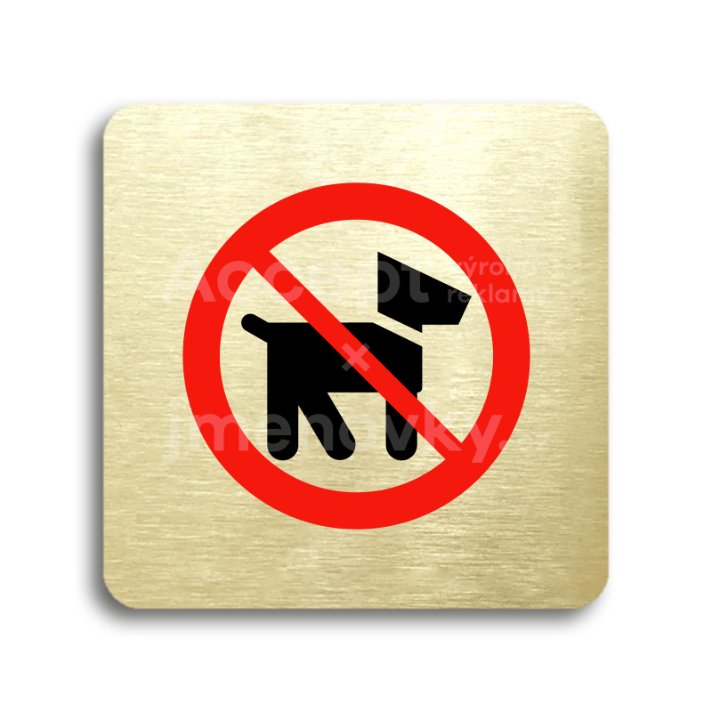 Piktogram "zákaz vstupu se psem II" - zlatá tabulka - barevný tisk bez rámečku