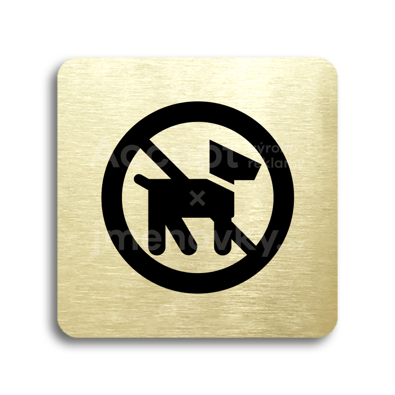 Piktogram "zákaz vstupu se psem II" - zlatá tabulka - černý tisk bez rámečku