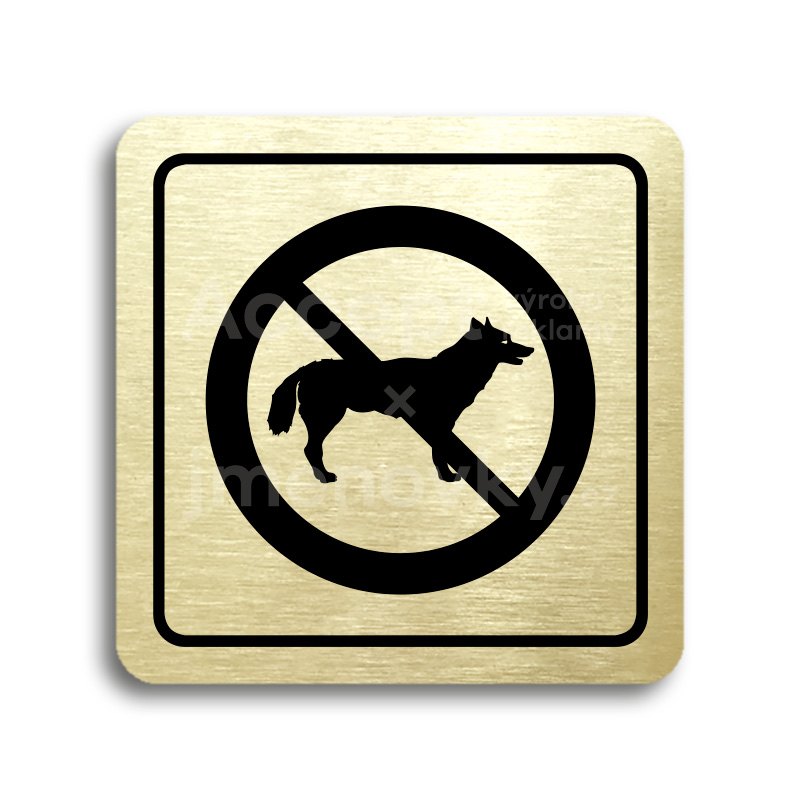 Piktogram "zákaz vstupu se psem" - zlatá tabulka - černý tisk