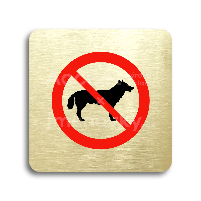 Piktogram "zákaz vstupu se psem" - zlatá tabulka - barevný tisk bez rámečku