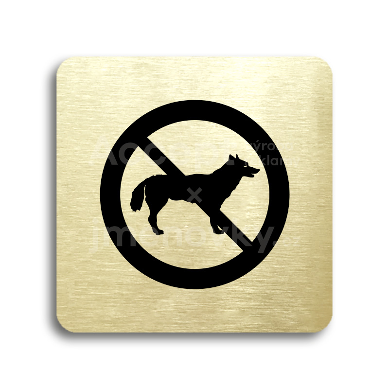 Piktogram "zákaz vstupu se psem" - zlatá tabulka - černý tisk bez rámečku