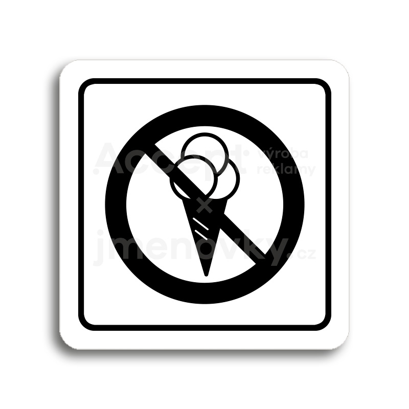 Piktogram "zákaz vstupu se zmrzlinou II" - bílá tabulka - černý tisk