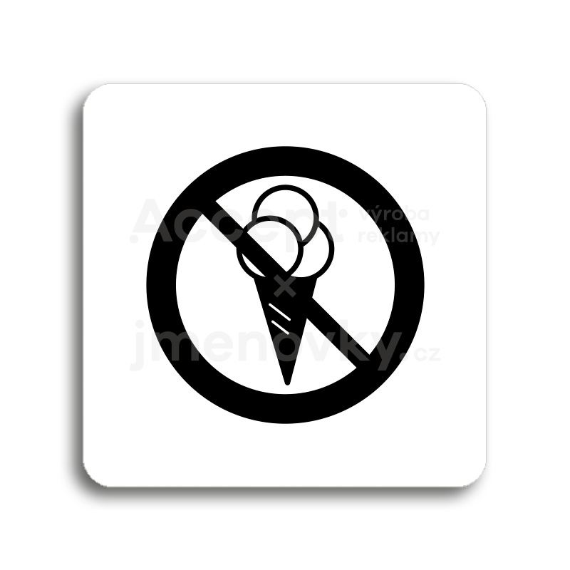 Piktogram "zákaz vstupu se zmrzlinou II" - bílá tabulka - černý tisk bez rámečku