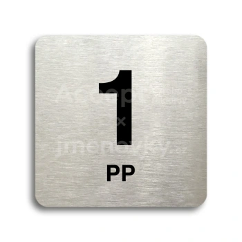 Piktogram "1 nadzemní podlaží" - stříbrná tabulka - černý tisk bez rámečku