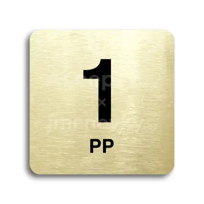 Piktogram "1 nadzemní podlaží" - zlatá tabulka - černý tisk bez rámečku
