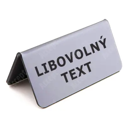 akrylátový stojánek "LIBOVOLNÝ TEXT" - stříbrný