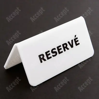 akrylátový stojánek "RESERVÉ" - bílý