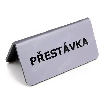 akrylátový stojánek "PŘESTÁVKA" - stříbrný