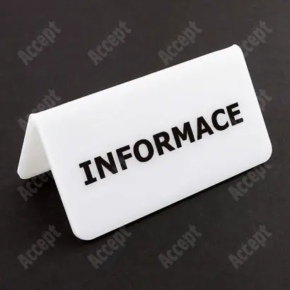 akrylátový stojánek "INFORMACE" - bílý