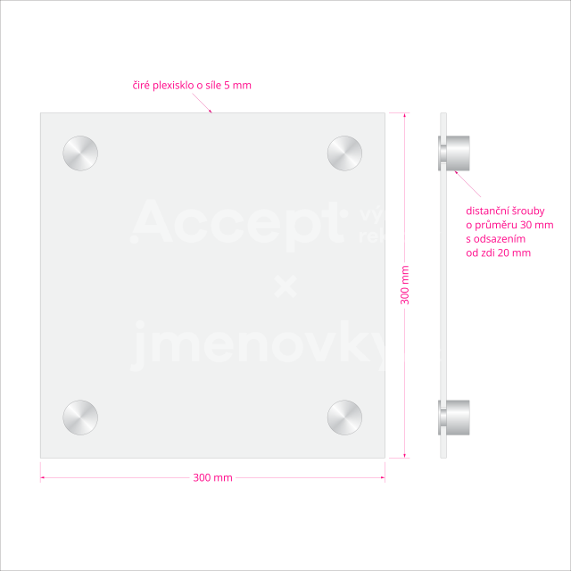 ACCEPT Hlavní orientační tabule Clear CL4 - rozměr 300 x 300 mm