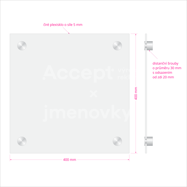 ACCEPT Hlavní orientační tabule Clear CL4 - rozměr 400 x 400 mm