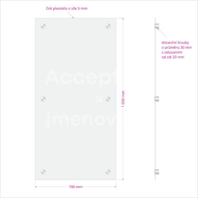 ACCEPT Hlavní orientační tabule Clear CL4 - rozměr 500 x 1 000 mm
