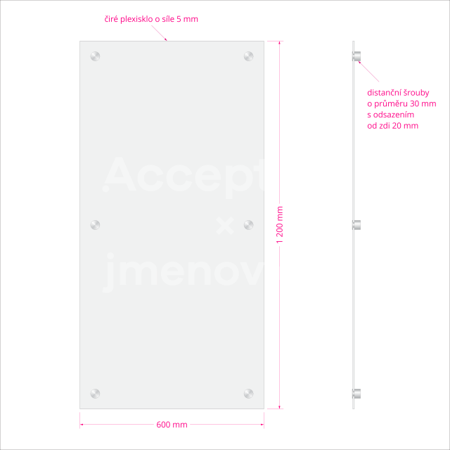ACCEPT Hlavní orientační tabule Clear CL4 - rozměr 600 x 1 200 mm