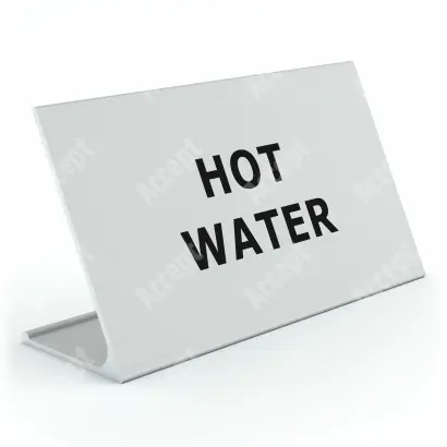 stříbrný stolní informační stojánek D-62 "HOT WATER" - D-62.STR.105.034