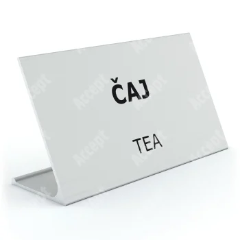 stříbrný stolní informační stojánek D-62 "ČAJ, TEA" - D-62.STR.105.043