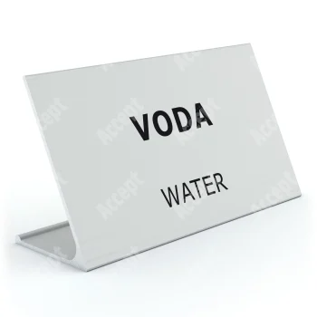 stříbrný stolní informační stojánek D-62 "VODA, WATER" - D-62.STR.105.047