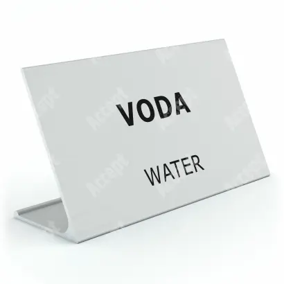 stříbrný stolní informační stojánek D-62 "VODA, WATER" - D-62.STR.105.047