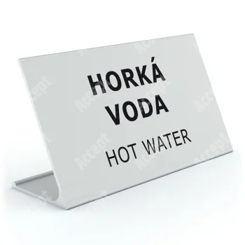 stříbrný stolní informační stojánek D-62 "HORKÁ VODA, HOT WATER" - D-62.STR.105.048