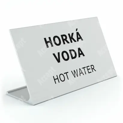 stříbrný stolní informační stojánek D-62 "HORKÁ VODA, HOT WATER" - D-62.STR.105.048