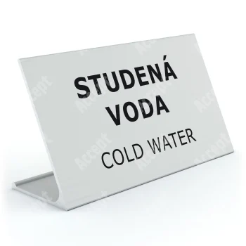 stříbrný stolní informační stojánek D-62 "STUDENÁ VODA, COLD WATER" - D-62.STR.105.049