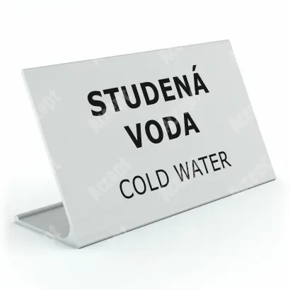 stříbrný stolní informační stojánek D-62 "STUDENÁ VODA, COLD WATER" - D-62.STR.105.049