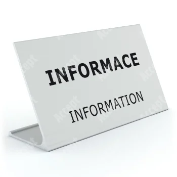 stříbrný stolní informační stojánek D-62 "INFORMACE, INFORMATION" - D-62.STR.105.056